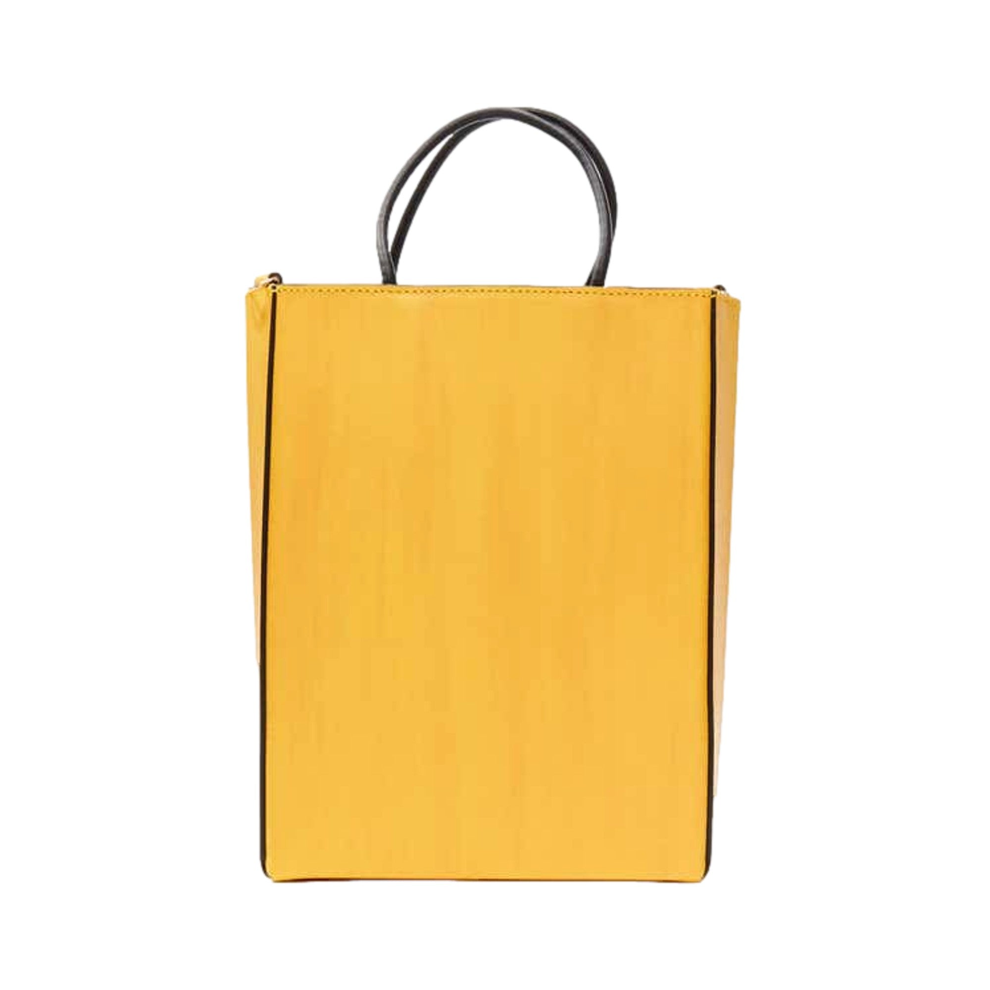 Fendi Roma 2Way Embossed Yellow Leather Crossbody Shopping Tote Bag available at Queen Bee of Beverly Hills