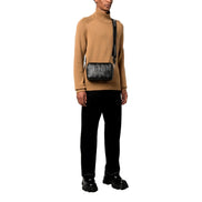 Fendi Roma Black Shadow Leather Canvas  Camera Crossbody Bag available at Queen Bee of Beverly Hills