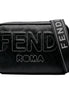 Fendi Roma Black Shadow Leather Canvas  Camera Crossbody Bag available at Queen Bee of Beverly Hills