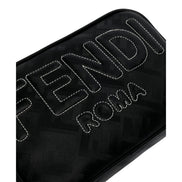 Fendi Roma Black Shadow Leather Canvas  Camera Crossbody Bag available at Queen Bee of Beverly Hills