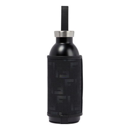 Fendi Roma Black Steel Bottle and FF Woven Canvas Holder Set available at Queen Bee of Beverly Hills