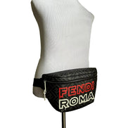 Fendi Roma Fendigraphy Nero and Rosso Leather Belt Bag available at Queen Bee of Beverly Hills