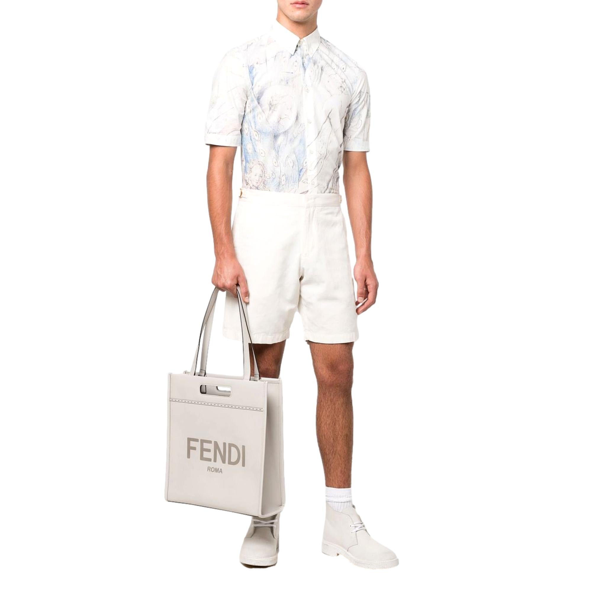 Fendi Roma Ghiaia Calf Leather Tote Bag available at Queen Bee of Beverly Hills