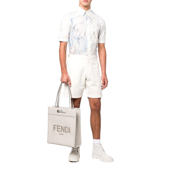 Fendi Roma Ghiaia Calf Leather Tote Bag available at Queen Bee of Beverly Hills