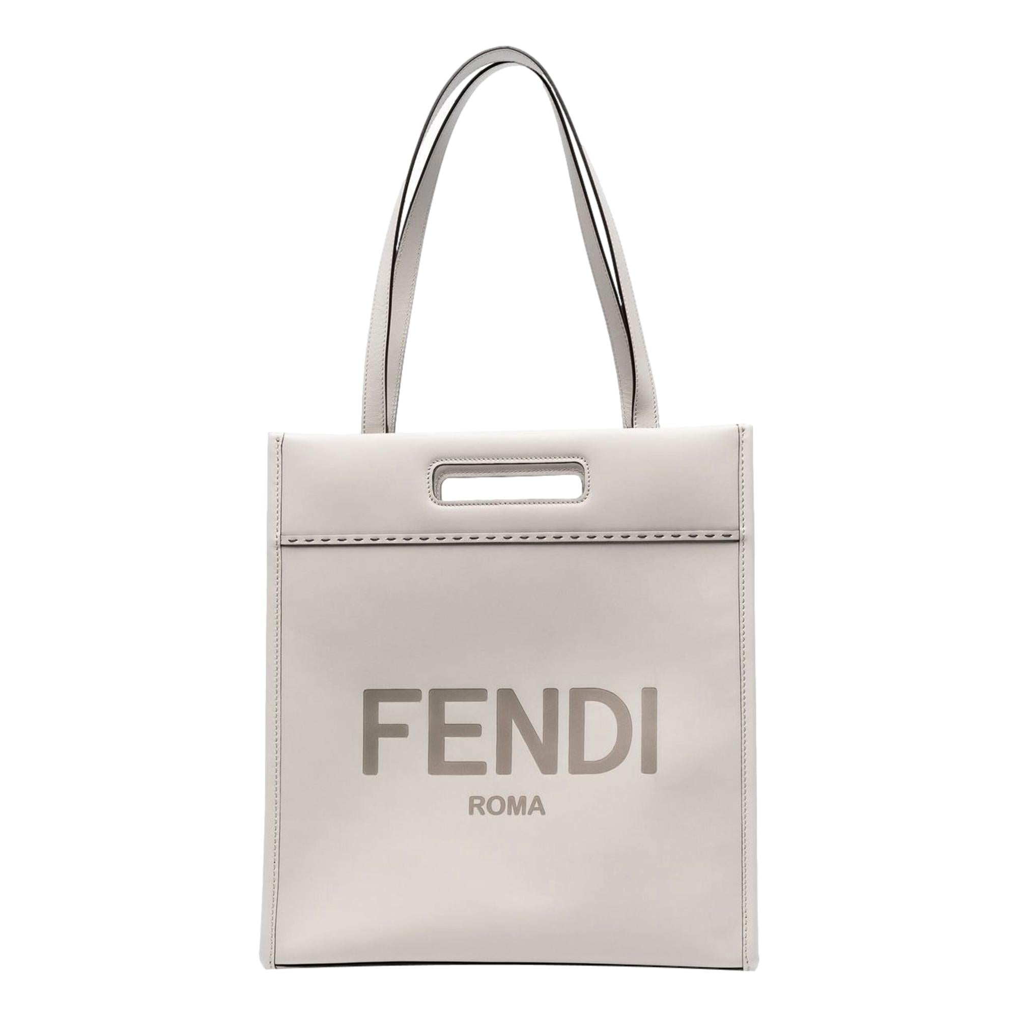Fendi Roma Ghiaia Calf Leather Tote Bag available at Queen Bee of Beverly Hills