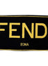 Fendi Roma Knitted Wool Cashmere Black Yellow Logo Scarf available at Queen Bee of Beverly Hills