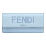 Fendi Roma Light Blue Smooth Calf Leather Continental Flap Wallet available at Queen Bee of Beverly Hills