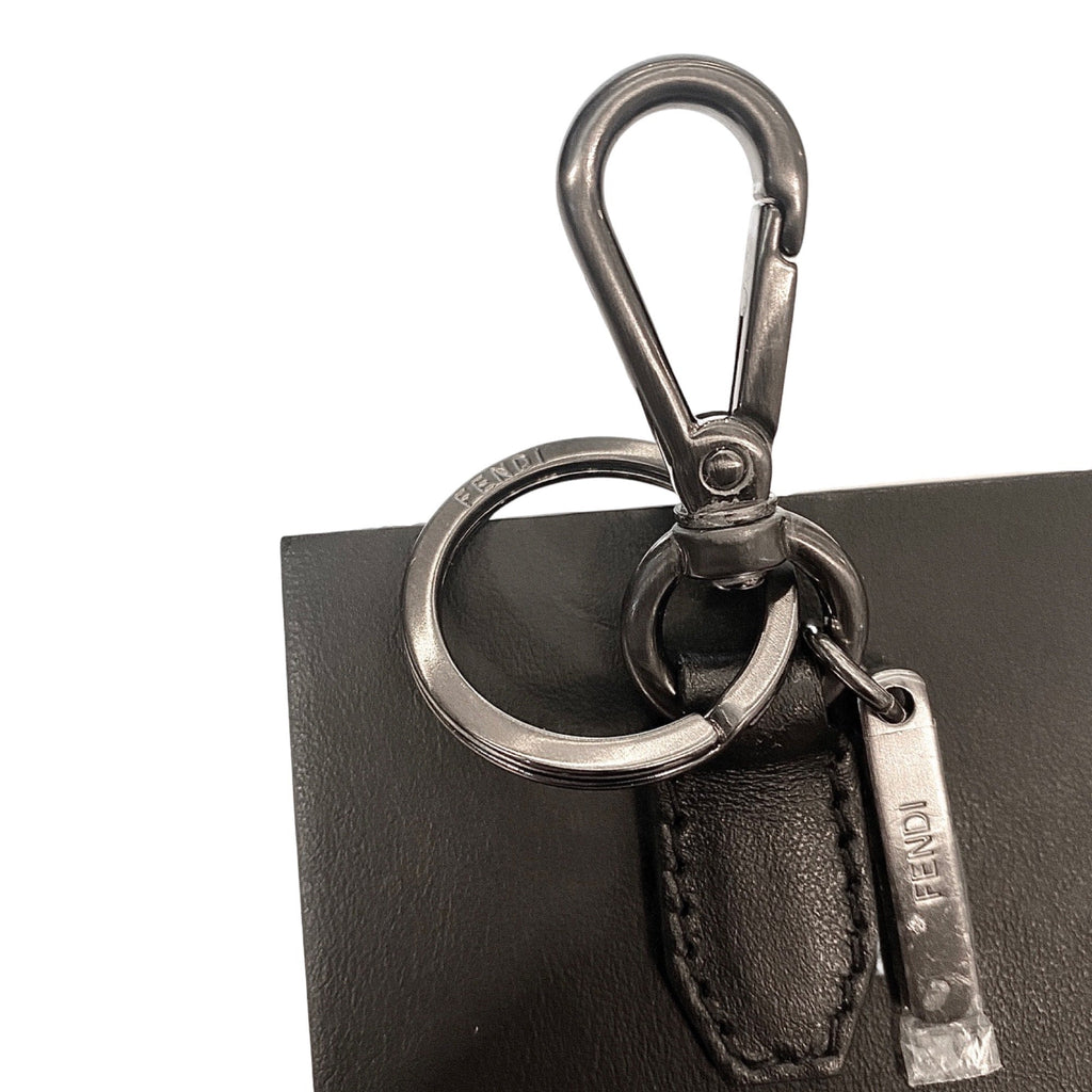 Fendi Roma Mini Box Black Leather Key Ring Charm 7AR894 at_Queen_Bee_of_Beverly_Hills