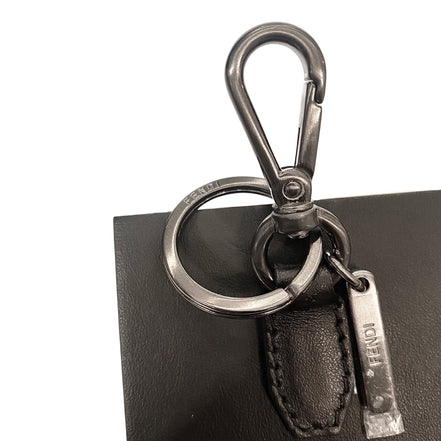 Fendi Roma Mini Box Black Leather Key Ring Charm available at Queen Bee of Beverly Hills