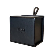 Fendi Roma Mini Box Black Leather Key Ring Charm available at Queen Bee of Beverly Hills