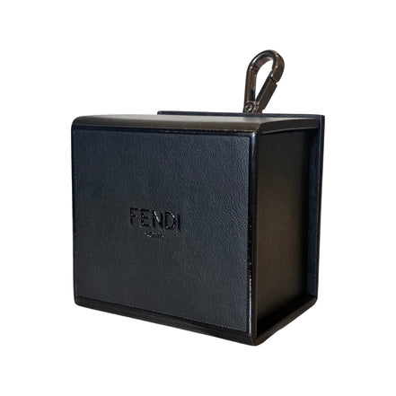 Fendi Roma Mini Box Black Leather Key Ring Charm available at Queen Bee of Beverly Hills