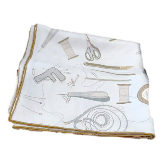 Fendi Multi-Color Graphic Print Silk Scarf Light Blue