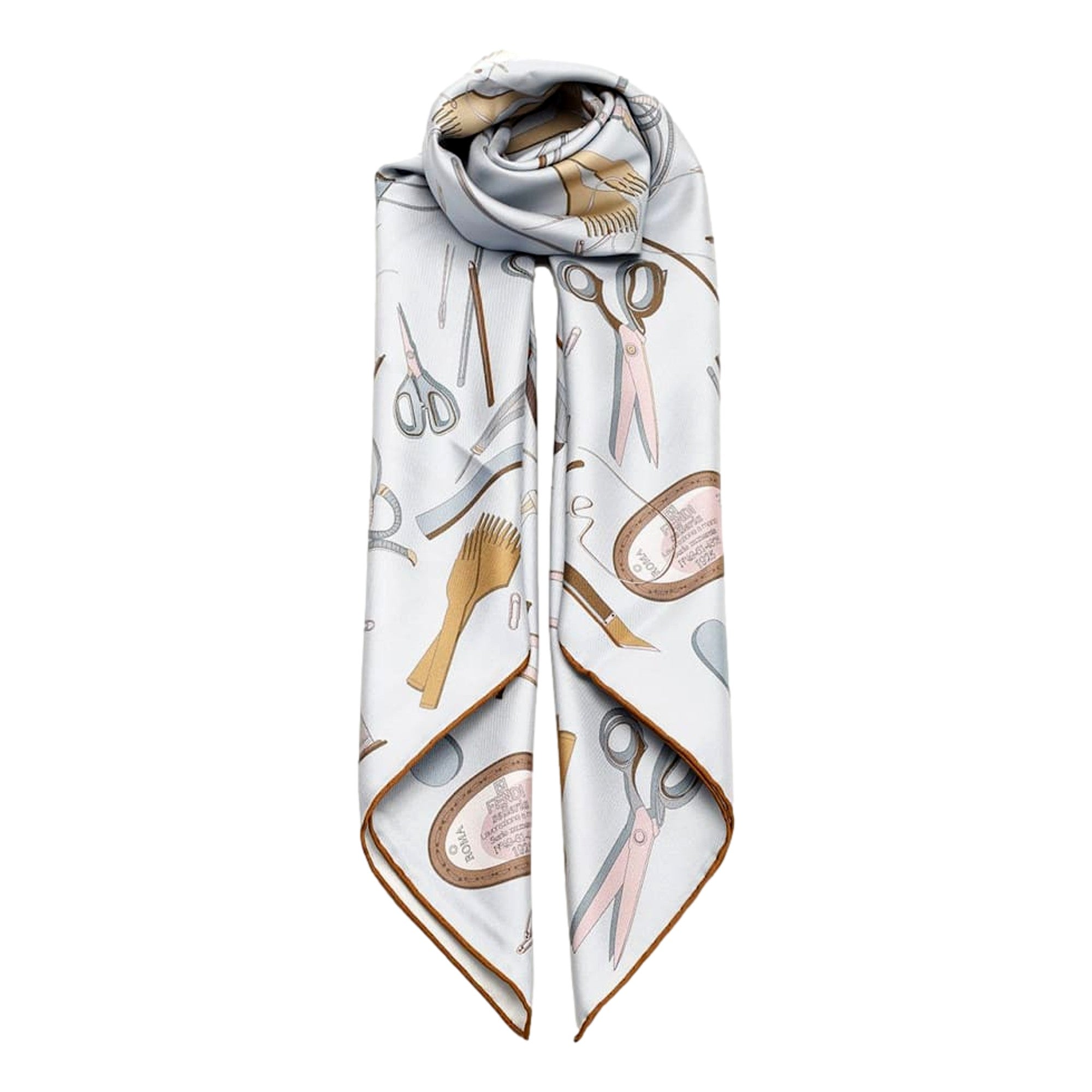 Fendi Multi-Color Graphic Print Silk Scarf Light Blue sold at Queen Bee of Beverly Hills