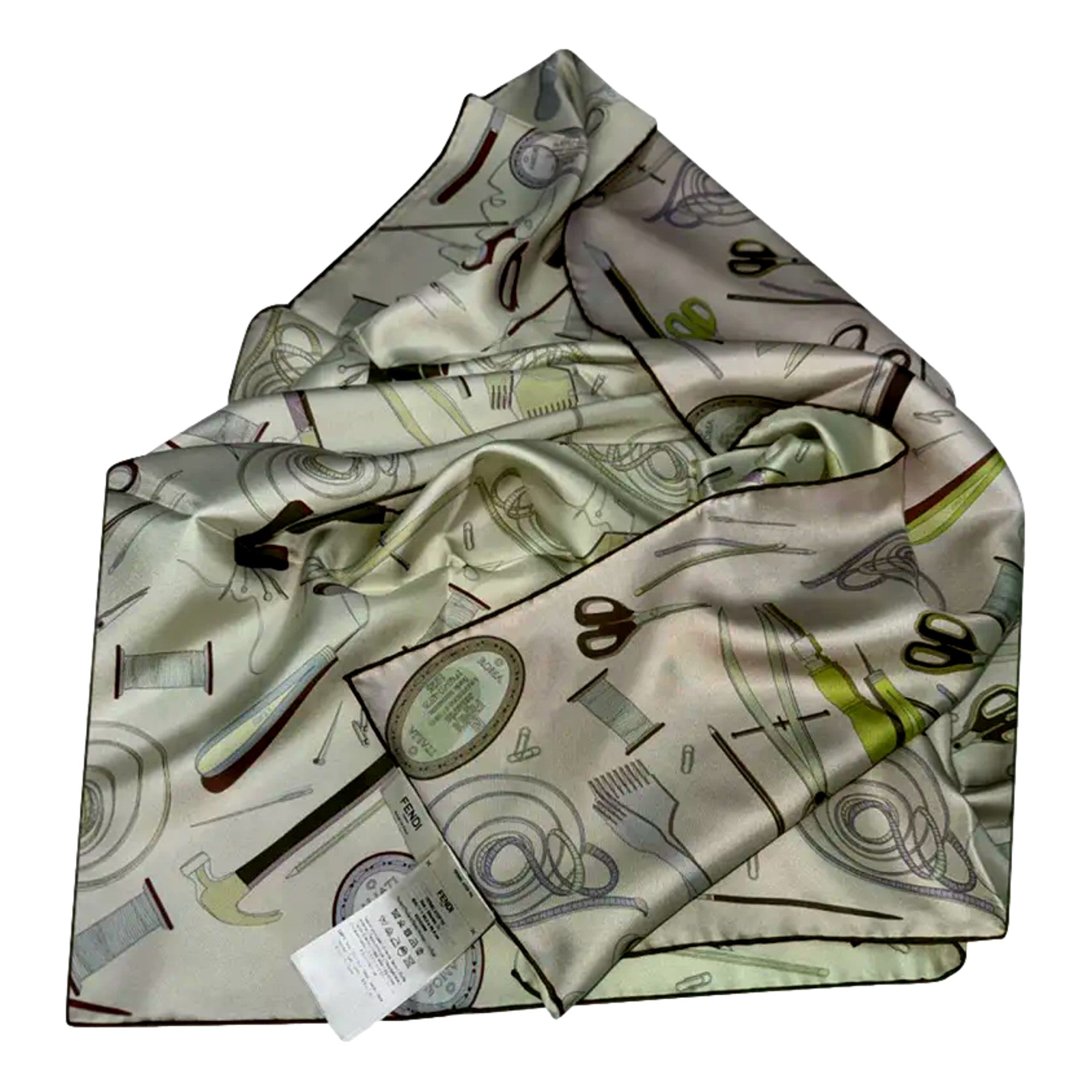Fendi Multi-Color Graphic Print Silk Scarf Malva Multicolor - available at Queen Bee of Beverly Hills. 