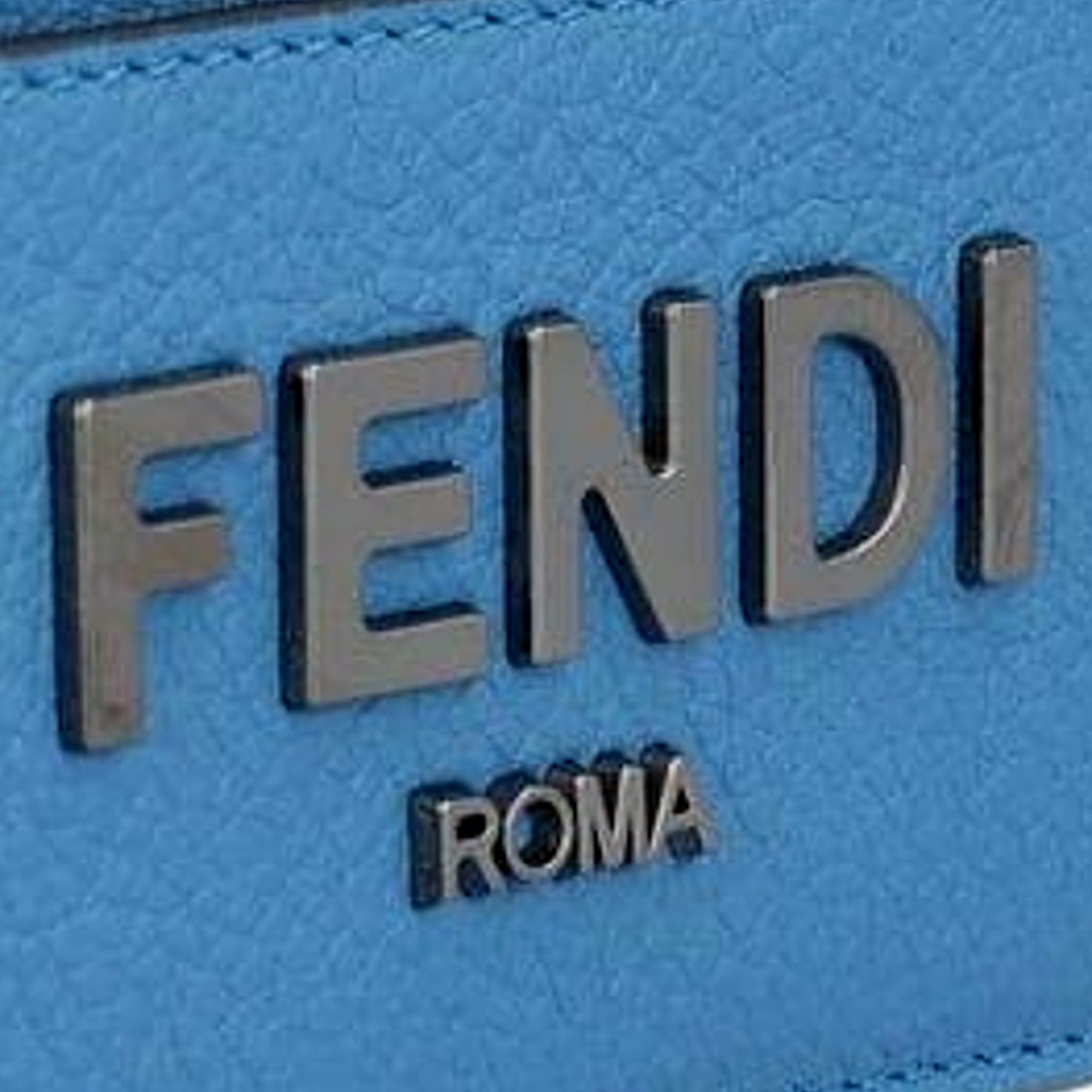Fendi Signature Fiordaliso Blue Grained Leather Card Case Wallet available at Queen Bee of Beverly Hills