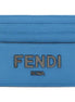 Fendi Signature Fiordaliso Blue Grained Leather Card Case Wallet available at Queen Bee of Beverly Hills