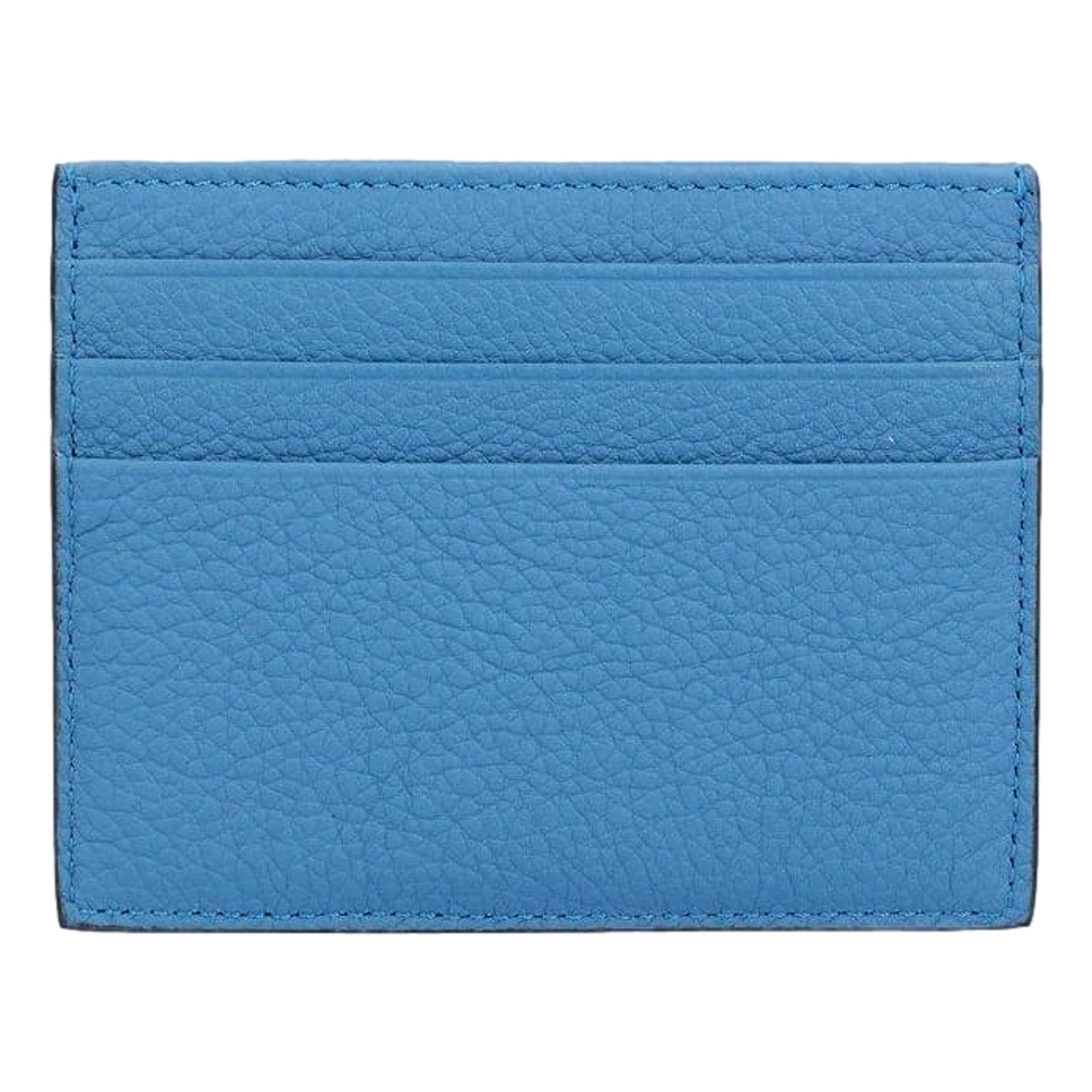 Fendi Signature Fiordaliso Blue Grained Leather Card Case Wallet available at Queen Bee of Beverly Hills
