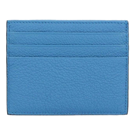 Fendi Signature Fiordaliso Blue Grained Leather Card Case Wallet available at Queen Bee of Beverly Hills