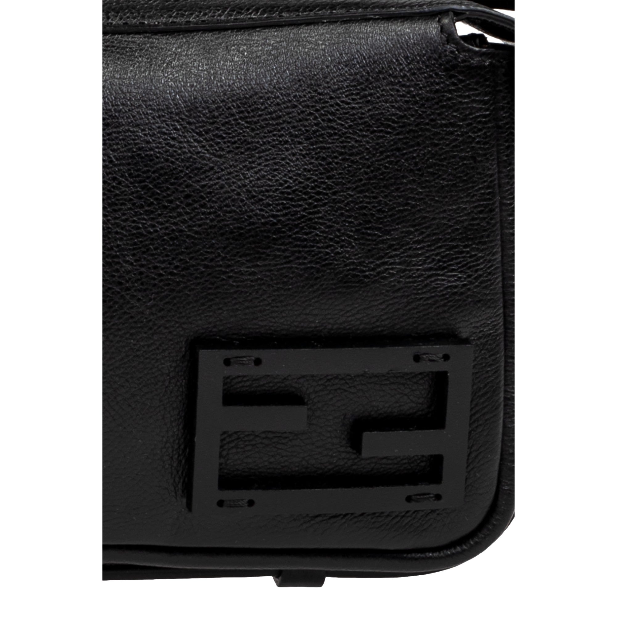 Fendi Simply Fendi Mini Black Leather Shoulder Bag