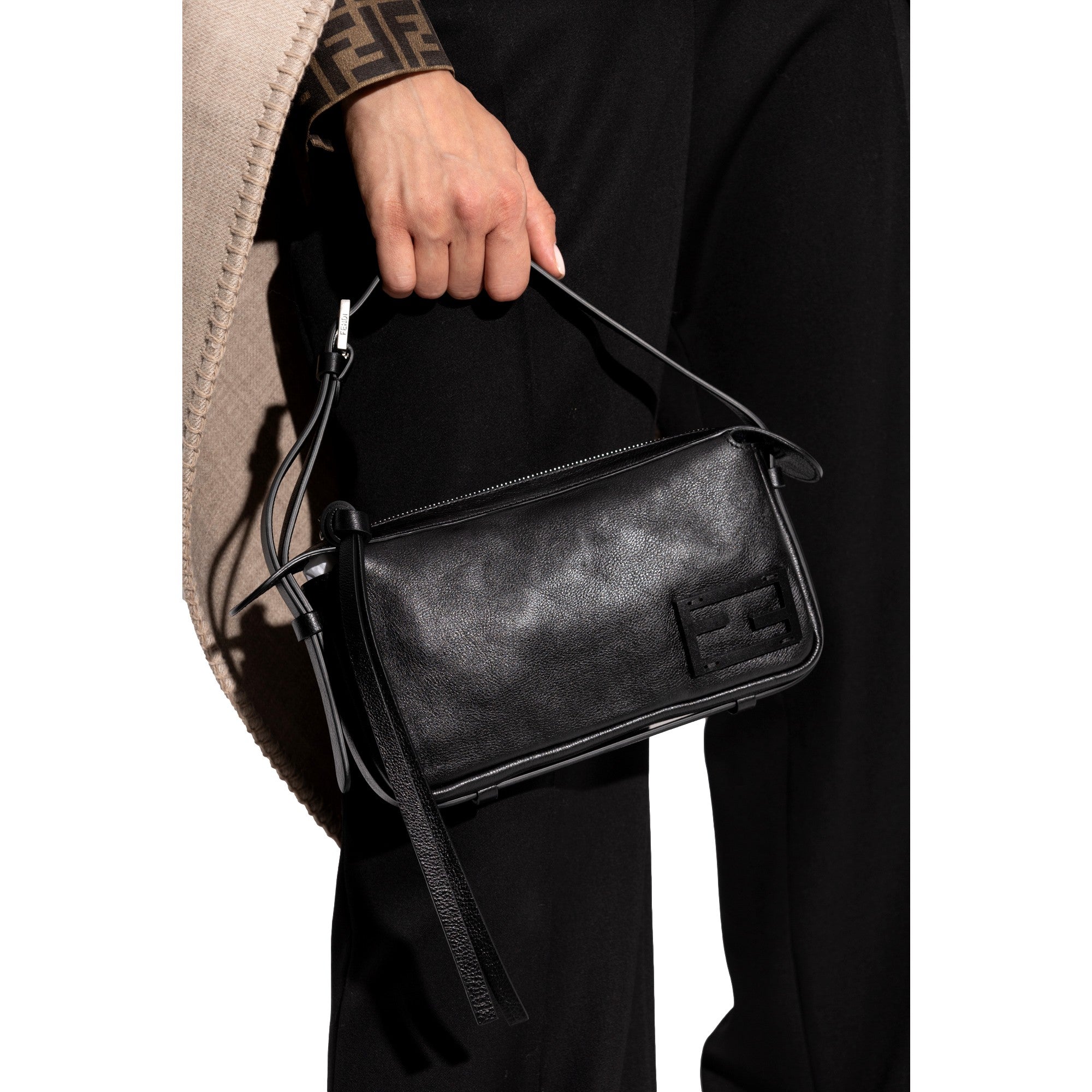 Fendi Simply Fendi Mini Black Leather Shoulder Bag available at Queen Bee of Beverly Hills
