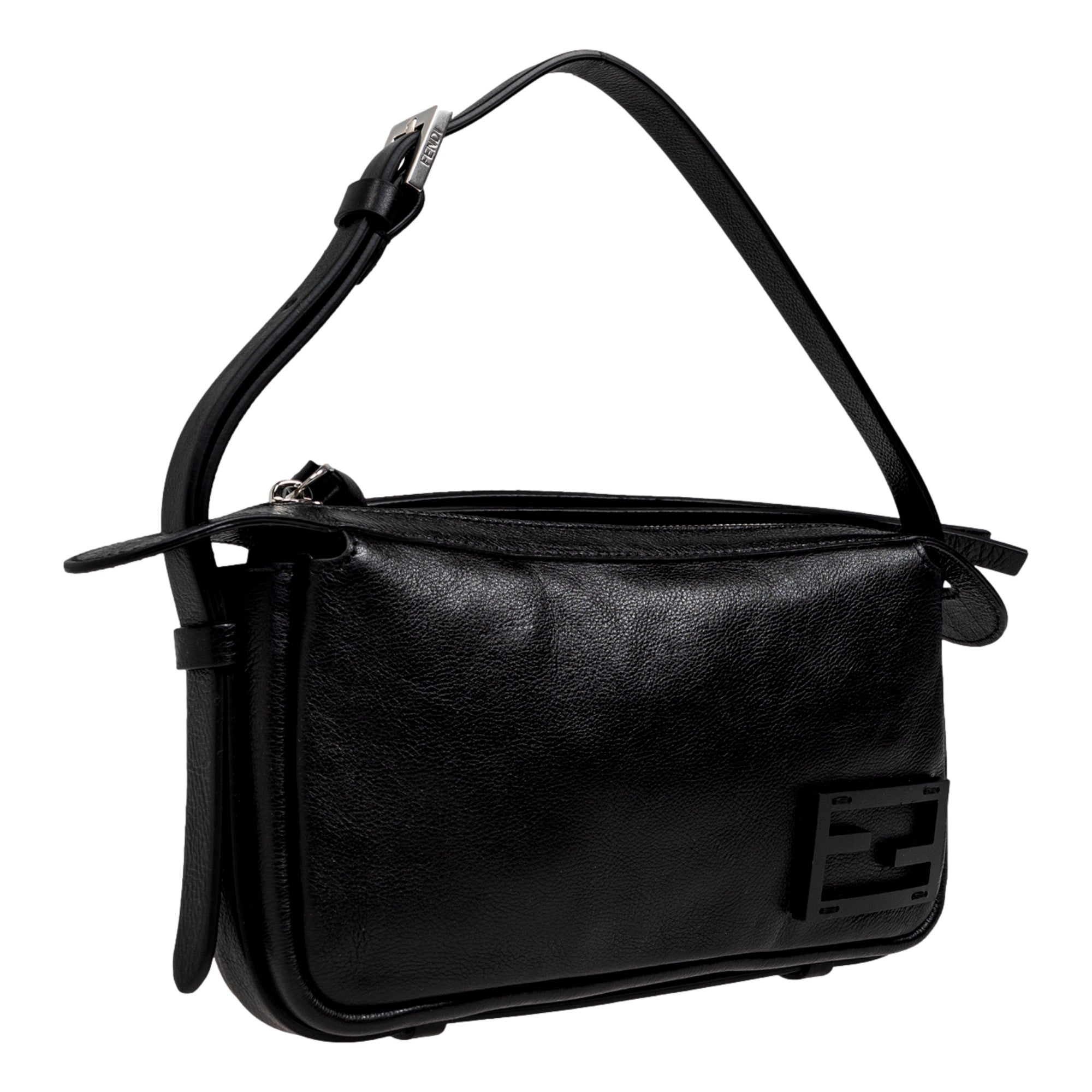 Fendi Simply Fendi Mini Black Leather Shoulder Bag available at Queen Bee of Beverly Hills