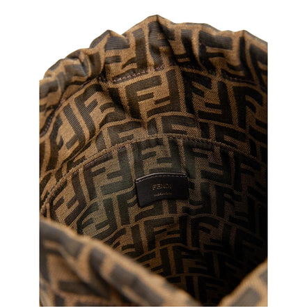 Fendi Step Out Straw and Canvas Medium Shoulder Bucket Bag available at Queen Bee of Beverly Hills