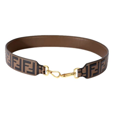 Fendi Strap You FF Zucca Brown Calfskin Leather Logo Mini Shoulder Strap