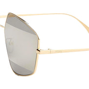 Fendi Stripes Silver Tint and Gold Frame Metal Sunglasses available at Queen Bee of Beverly Hills