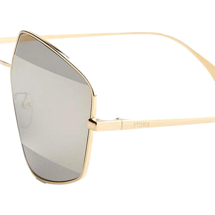 Fendi Stripes Silver Tint and Gold Frame Metal Sunglasses available at Queen Bee of Beverly Hills