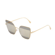Fendi Stripes Silver Tint and Gold Frame Metal Sunglasses available at Queen Bee of Beverly Hills