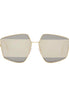 Fendi Stripes Silver Tint and Gold Frame Metal Sunglasses available at Queen Bee of Beverly Hills