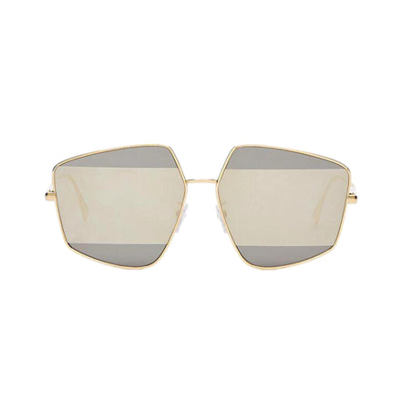 Fendi Stripes Silver Tint and Gold Frame Metal Sunglasses available at Queen Bee of Beverly Hills