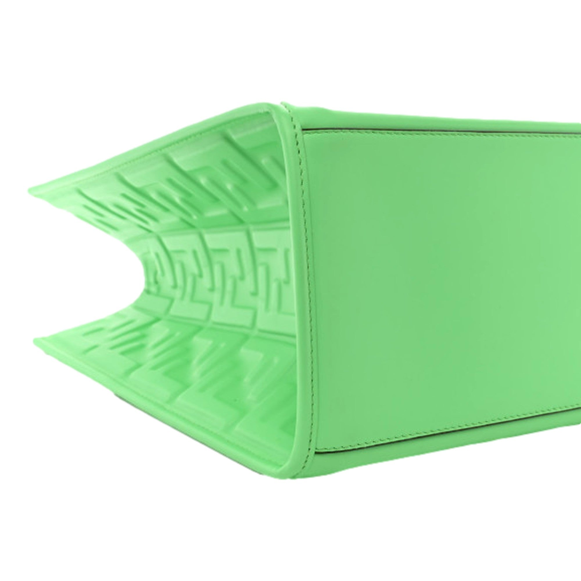 Fendi Sunshine Medium Plexi FF Embossed Leather Tote Edamame Green available at Queen Bee of Beverly Hills