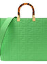 Fendi Sunshine Medium Plexi FF Embossed Leather Tote Edamame Green available at Queen Bee of Beverly Hills