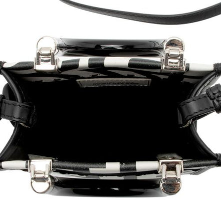 Fendi Sunshine Nero and Blanco Calfskin Leather Mini Bag available at Queen Bee of Beverly Hills