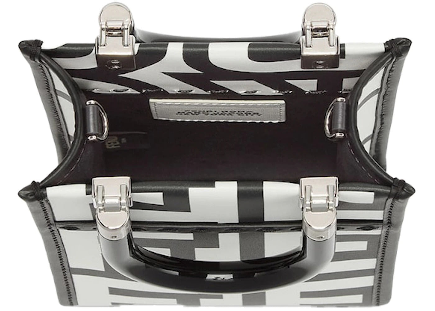 Fendi Sunshine Nero and Blanco Calfskin Leather Mini Bag available at Queen Bee of Beverly Hills