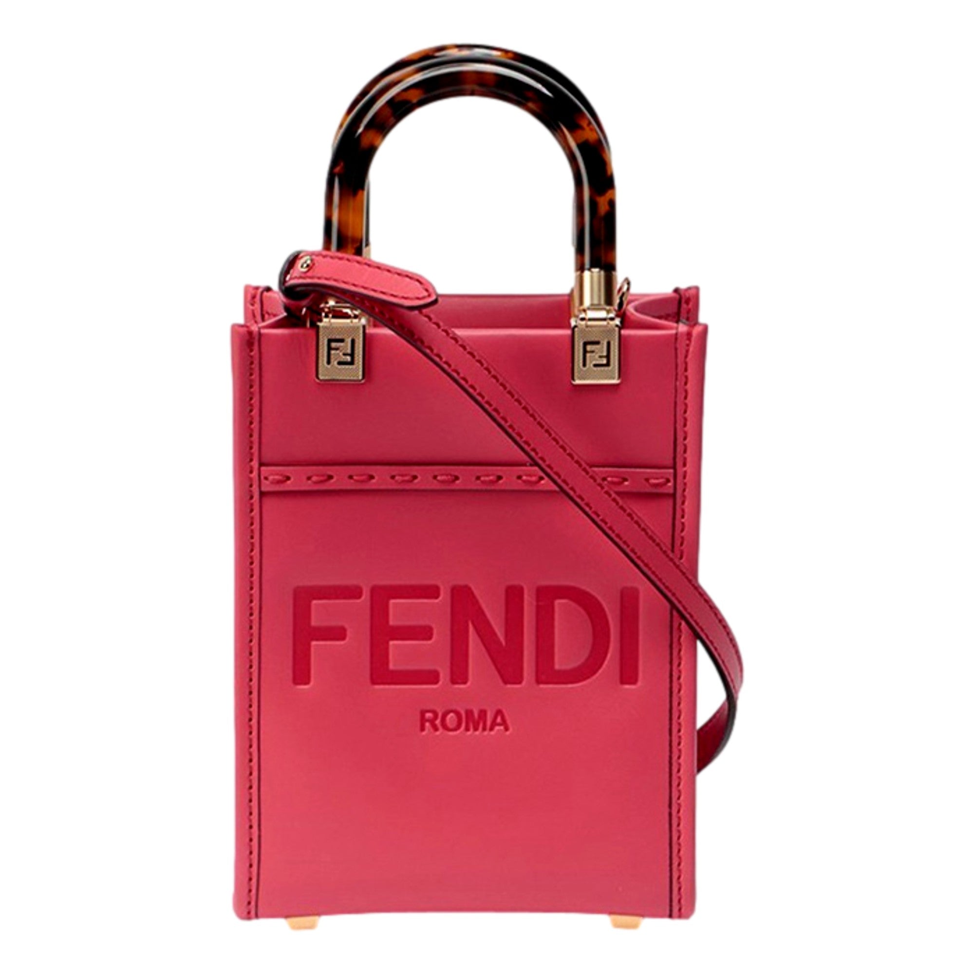 Fendi Sunshine Shopper Fuchsia Pink Small Handbag Crossbody Bag available at Queen Bee of Beverly Hills