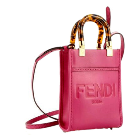 Fendi Sunshine Shopper Fuchsia Pink Small Handbag Crossbody Bag available at Queen Bee of Beverly Hills