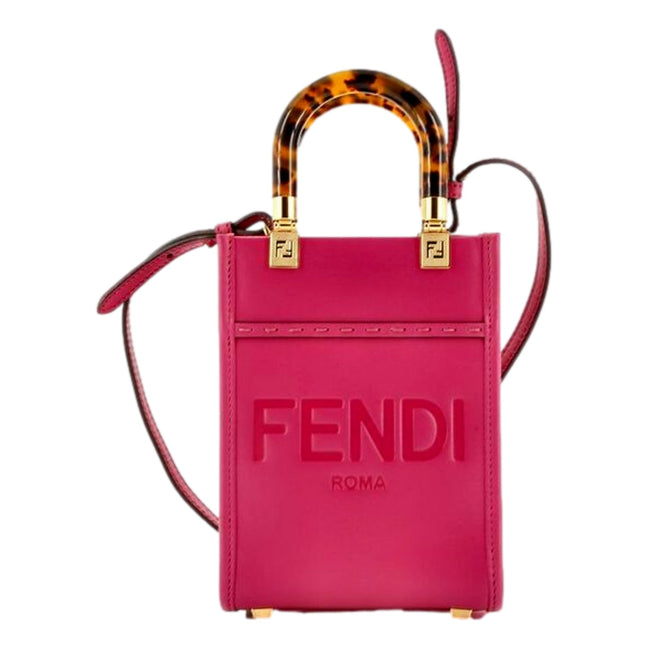 Fendi Sunshine Shopper Fuchsia Pink Small Handbag Crossbody Bag available at Queen Bee of Beverly Hills