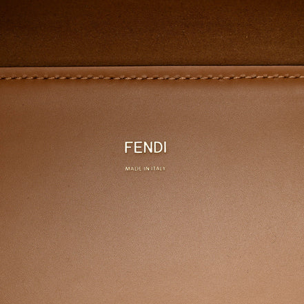 Fendi Sunshine Tan Leather Snake Print Logo Large Tote available at Queen Bee of Beverly Hills