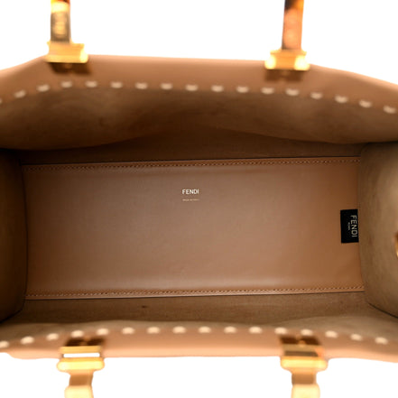 Fendi Sunshine Tan Leather Snake Print Logo Large Tote available at Queen Bee of Beverly Hills