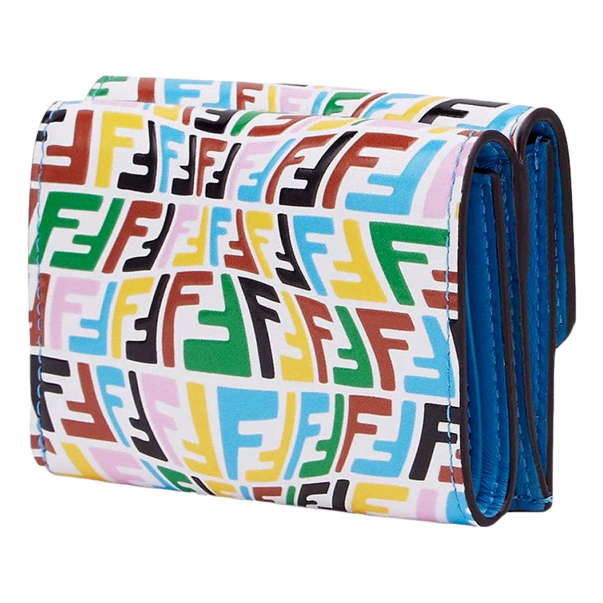 Fendi Vertigo Baguette Multicolor Leather Small Trifold Wallet available at Queen Bee of Beverly Hills