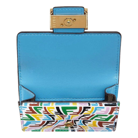 Fendi Vertigo Baguette Multicolor Leather Small Trifold Wallet available at Queen Bee of Beverly Hills