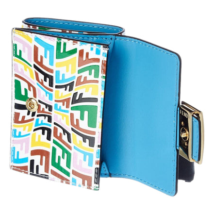 Fendi Vertigo Baguette Multicolor Leather Small Trifold Wallet available at Queen Bee of Beverly Hills