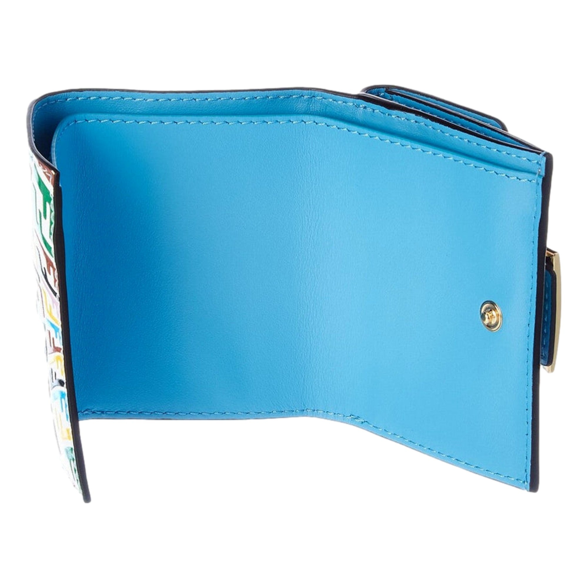 Fendi Vertigo Baguette Multicolor Leather Small Trifold Wallet available at Queen Bee of Beverly Hills