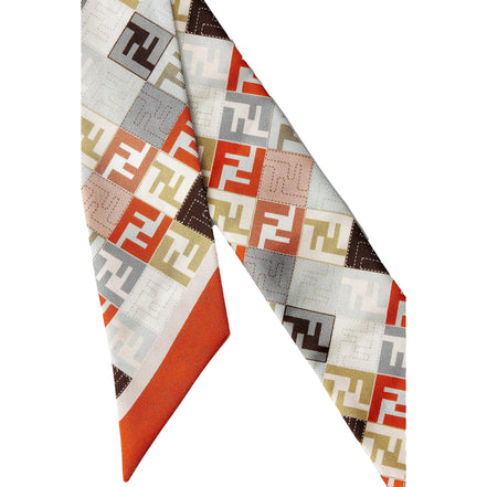 Fendi 100% Silk Wrappy Scarf in Multicolor FF Patchwork Print - available at Queen Bee of Beverly Hills. 