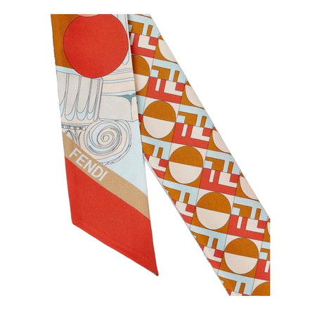 Fendi Two Sided 100% Silk Wrappy Scarf in Red and Orange FF Print - available at Queen Bee of Beverly Hills.