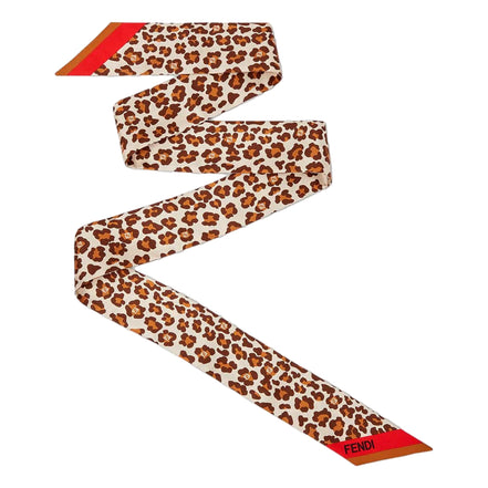 Fendi Wrappy Silk Bag Scarf in Leopard Print with Red Border - available at Queen Bee of Beverly Hills. 