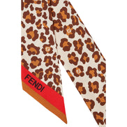 Fendi Wrappy Silk Bag Scarf in Leopard Print with Red Border - available at Queen Bee of Beverly Hills. 