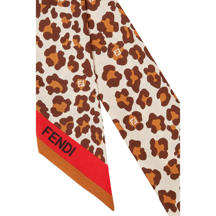Fendi Wrappy Silk Bag Scarf in Leopard Print with Red Border - available at Queen Bee of Beverly Hills. 